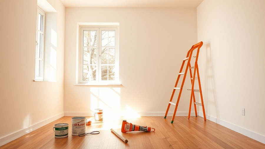 Minimalist renovation setup with ladder and paint tools for fix and flip loans.