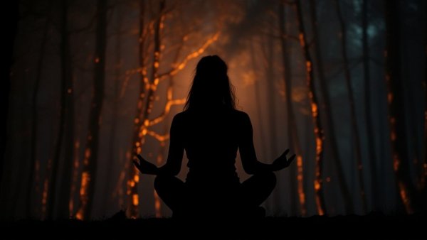 Mystical meditation scene in glowing forest depicting hidden side effects.