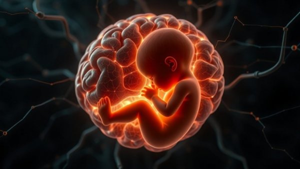 Fetal brain neural network visualization symbolizing chlorpyrifos brain damage.