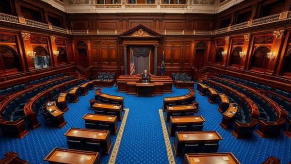 The impact of the government shutdown on the community as seen in a senate chamber setting.