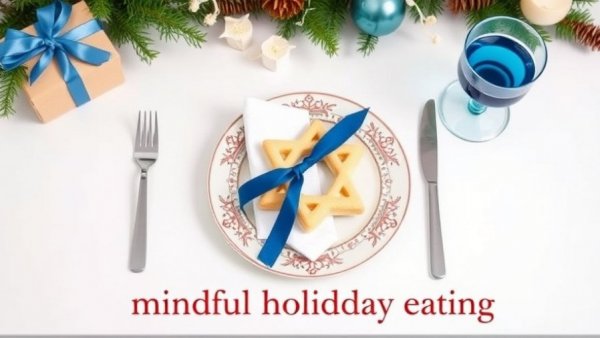 Mindful holiday eating tips with elegant table setting.