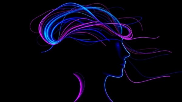 Neon silhouette depicting SGK1 childhood trauma depression.