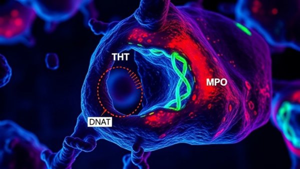 Microscopic view highlighting Long COVID blood clots using fluorescent colors.