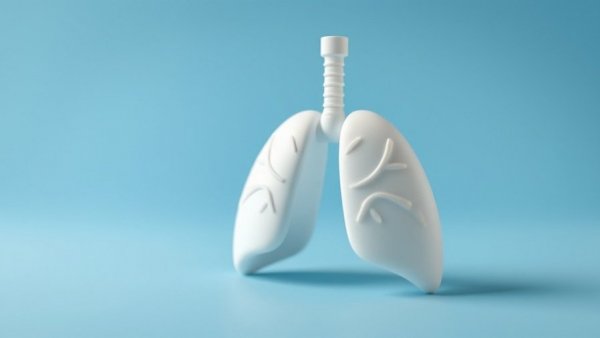 Minimalist white lung model against soft blue backdrop for managing COPD.