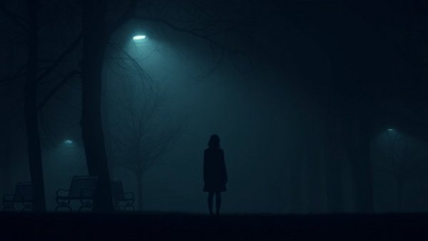 Scary nonprofit stories: Eerie park scene with lone silhouette.