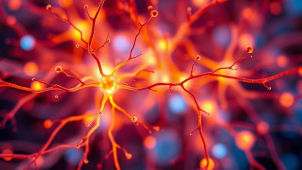 Neurons firing energy signals in the brain, depicting mental states.
