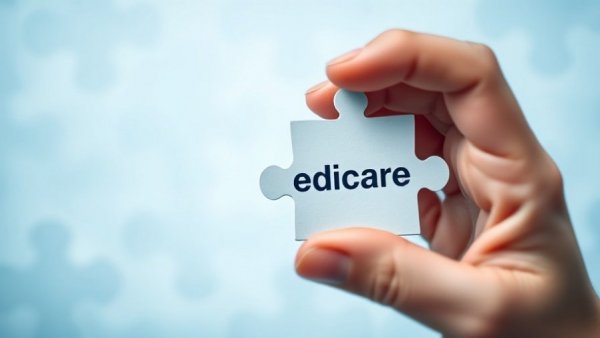 Medicare Open Enrollment Tips puzzle piece with glowing background.