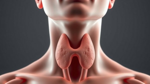 3D illustration of thyroid gland anatomy in human throat.