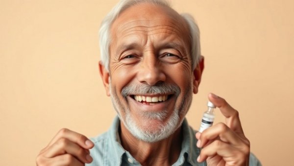 Elderly man showing bandage after vaccine, promoting shingles vaccine dementia prevention.
