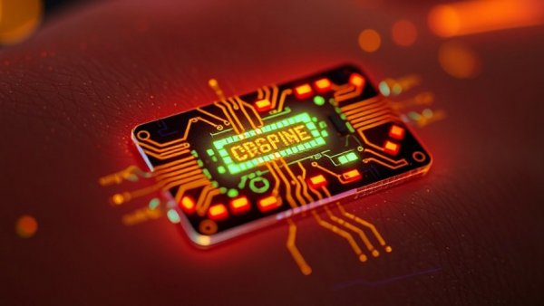 Futuristic sweat-reading wearable with glowing circuits embedded in skin.