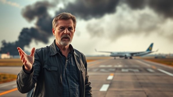 Witness describing Greg Biffle plane crash, smoke in background.