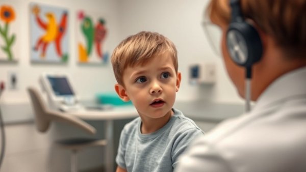 Bell's Palsy in children examined by a doctor in a clinic.