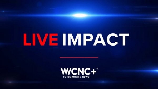 WCNC+ community news streaming graphic with live news text