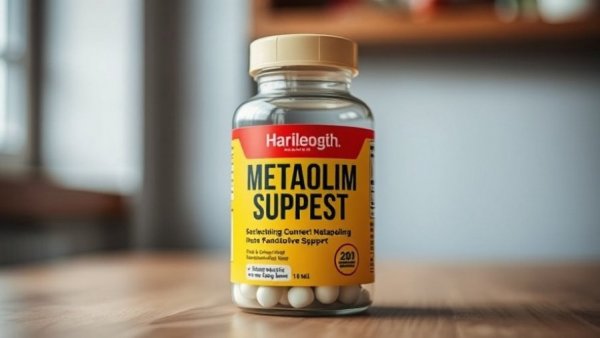 First Metabolism Support Supplement bottle on wooden surface.