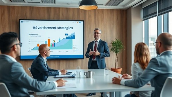 Business meeting presentation on unique ways to advertise a law firm.