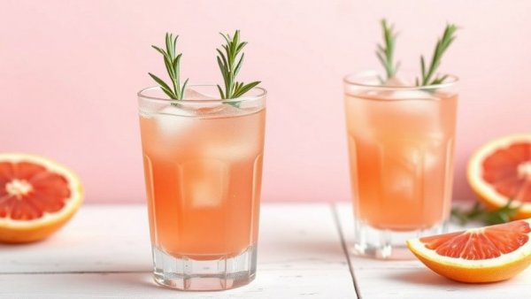 Refreshing grapefruit mocktails with rosemary, healthy drinking habits.