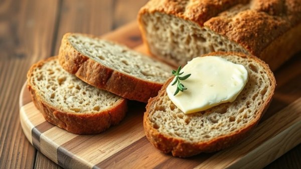 Whole wheat soda bread with butter and thyme.
