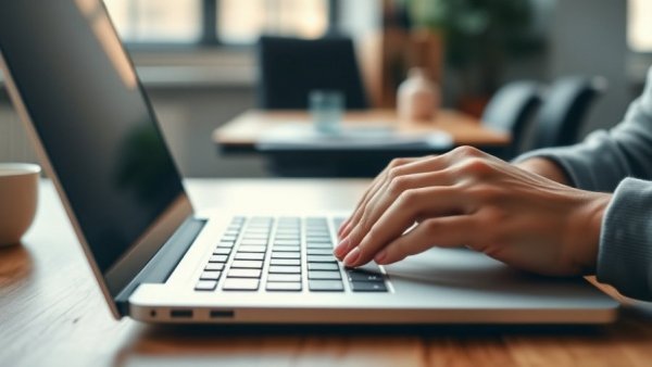 Hands typing on a laptop, representing AI in grantseeking for nonprofits.