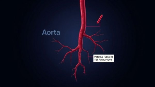 Illustration of blood vessels, highlighting aortic aneurysms.
