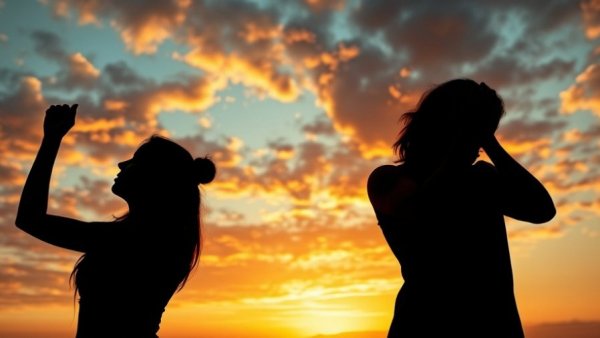 Vagus Nerve Stimulation for Depression symbolized by contrasting emotions at sunrise.