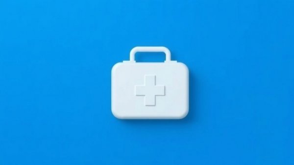Minimalist white first aid kit icon on blue for Foot Surgery: Neuroma or Plantar Callus article.