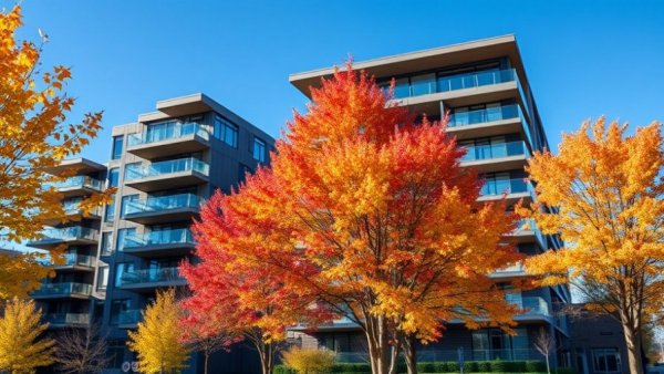 Modern condo buildings emphasizing condo inspection importance, vibrant urban setting.