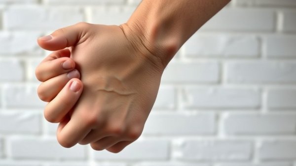 Close-up of hands gripping wrist, symptom relief focus.