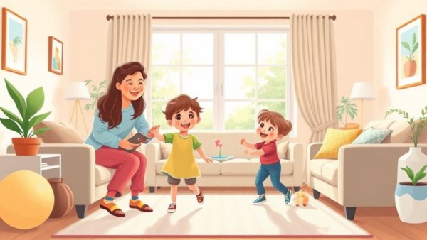 Family playing together indoors, parenting resources for children's development.