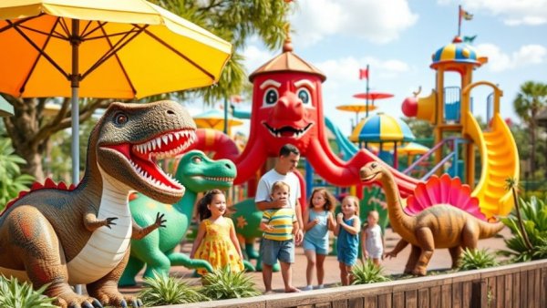 Bright spring break destinations for families featuring playful parks.