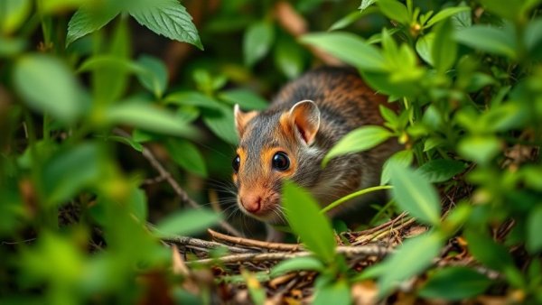 Curious brown rat peeking through foliage in a dense forest, fundraising assumptions nonprofit organizations.