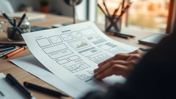 Hand sketching website wireframes, illustrating nonprofit website copywriting guide.