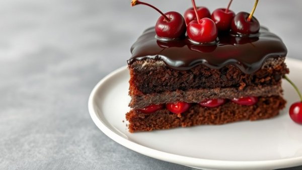 Decadent layered chocolate cake with berries for nonprofit event.