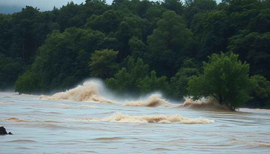Charlotte Flash Flood Warning: Rising floodwaters in forest.