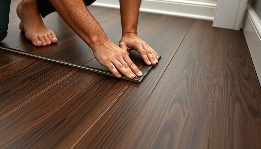 Repair laminate flooring by adjusting dark panels close-up.