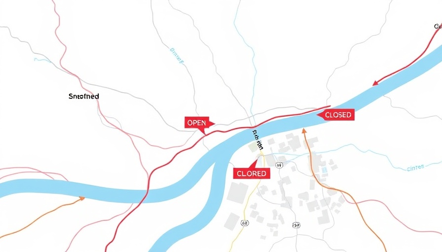 Map showing Upstate road closure for bridge replacement.