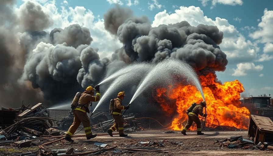 Firefighters battling intense Asheville scrap yard fire.