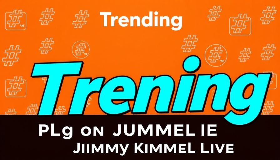 Vibrant orange design with 'Trending' and 'Plug on Jimmy Kimmel Live' text.