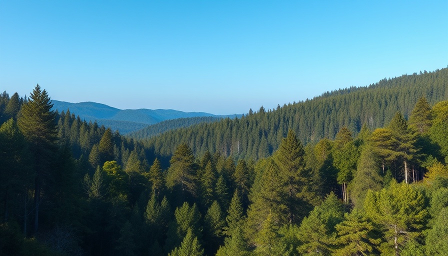 Panoramic view of forest landscape highlighting concerns over proposed mining project.