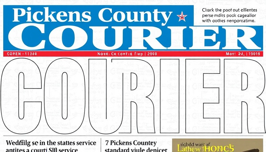 Pickens County Courier newspaper header with bold text.