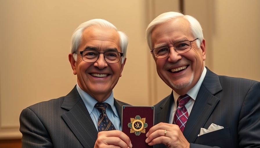 Distinguished men with Order of the Palmetto Award display.
