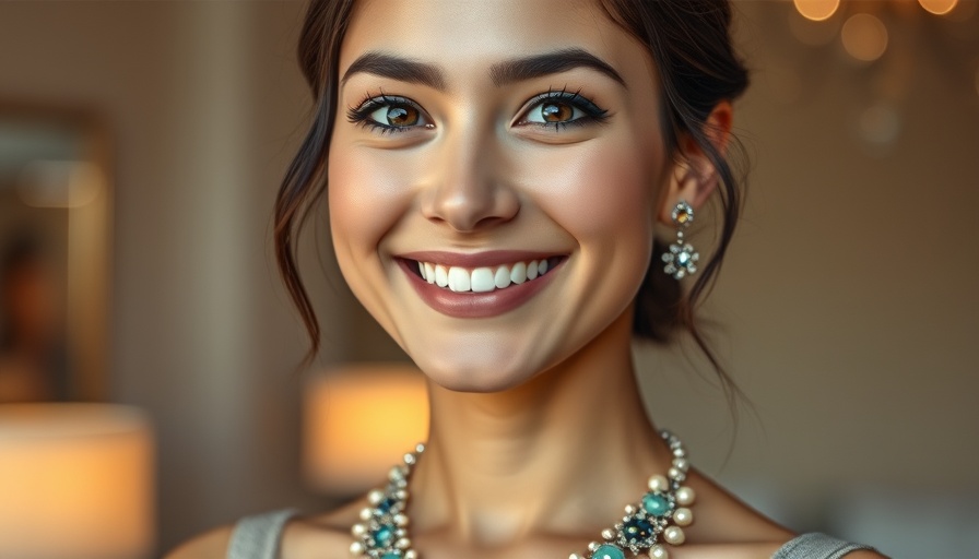 Elegant young woman smiling warmly at the camera.