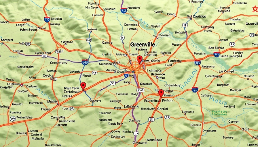 Map showing Greenville area and highways related to drive-by shooting in Fountain Inn.