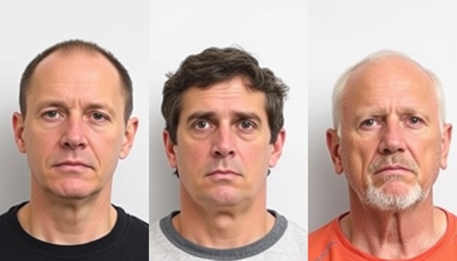 Three mugshots from Pickens drug bust in a lineup style.
