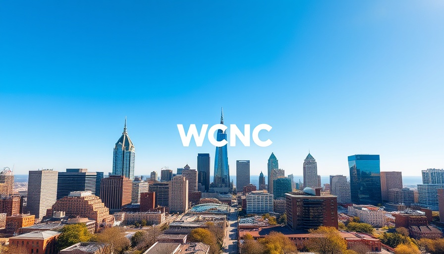 Charlotte cityscape with WCNC logo, representing nonprofits and community initiatives.