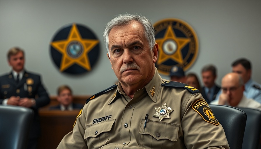 Sheriff in uniform addressing charges in official setting, Chuck Wright ethics charges.