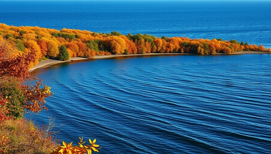 Scenic view of autumn shoreline in Seneca, South Carolina