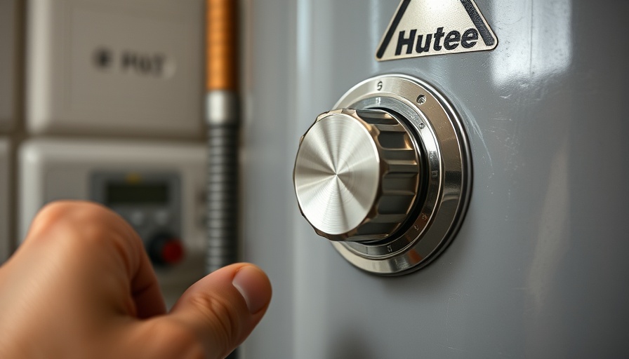 Detail of water heater pilot light control being adjusted.