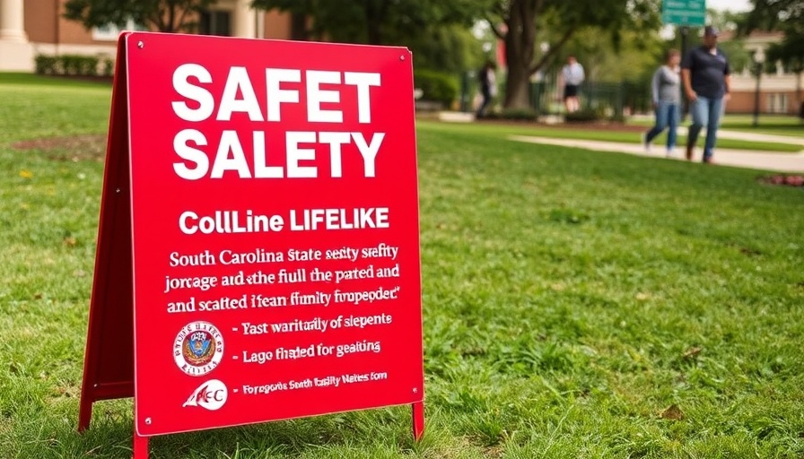 South Carolina State University public safety sign on grass.