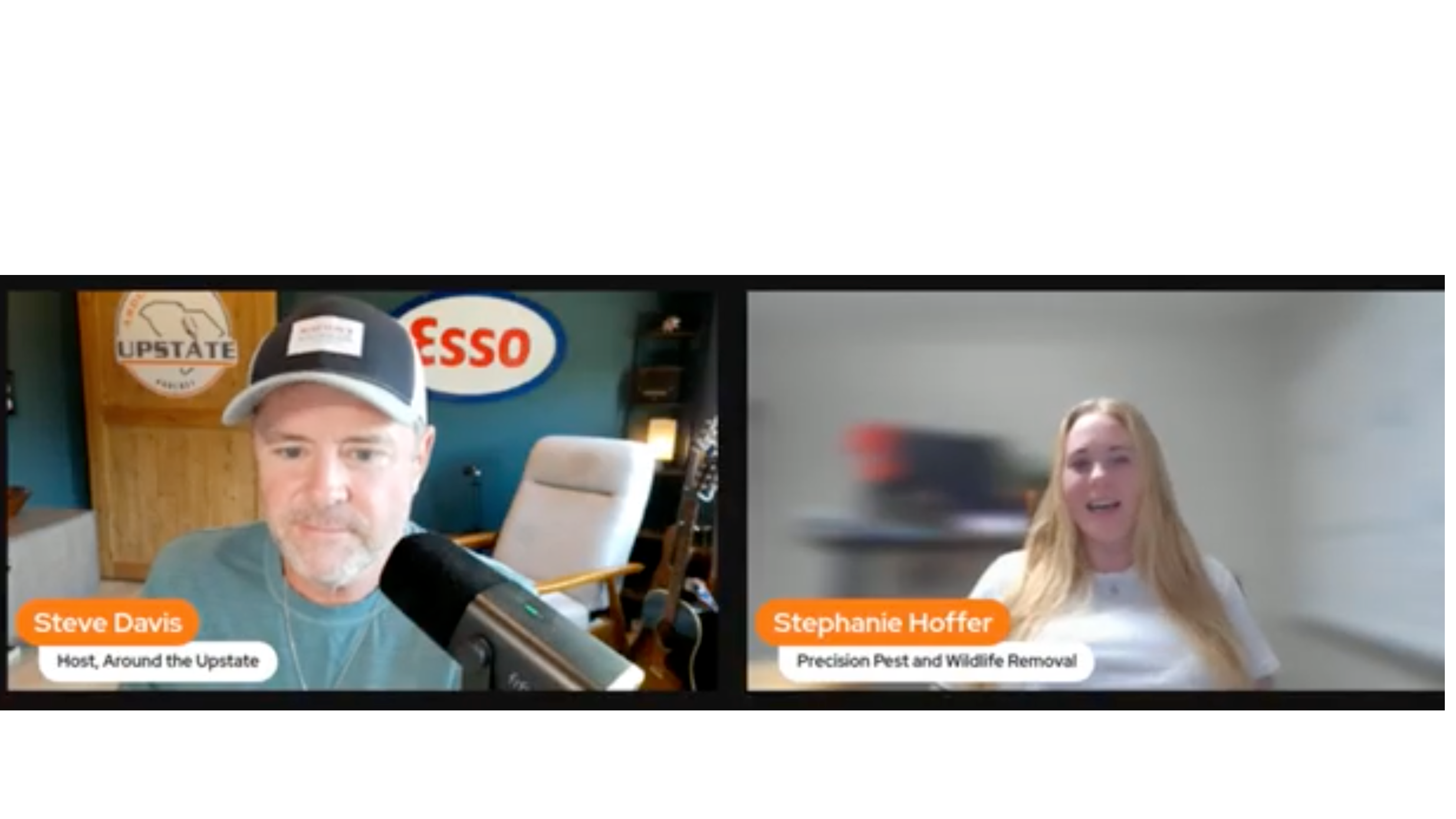 Steve Davis hosting Stephanie Hoffer of Precision Pest and Wildlife Removal on Around the Upstate