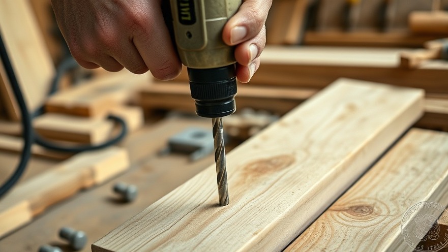 Close-up of precise power drill techniques in DIY projects with a focused grip.